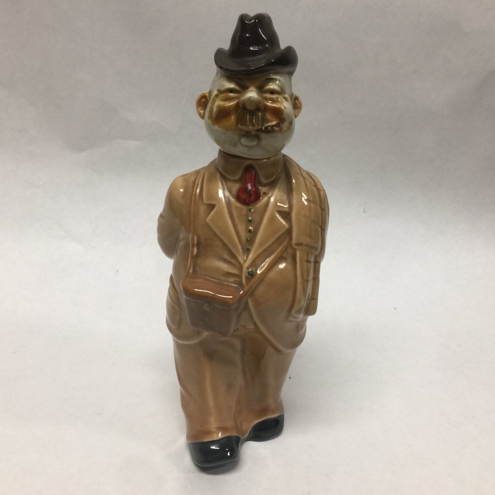 v Mid Century Germany Decanter Gentleman with Cigar & Hat Vintage